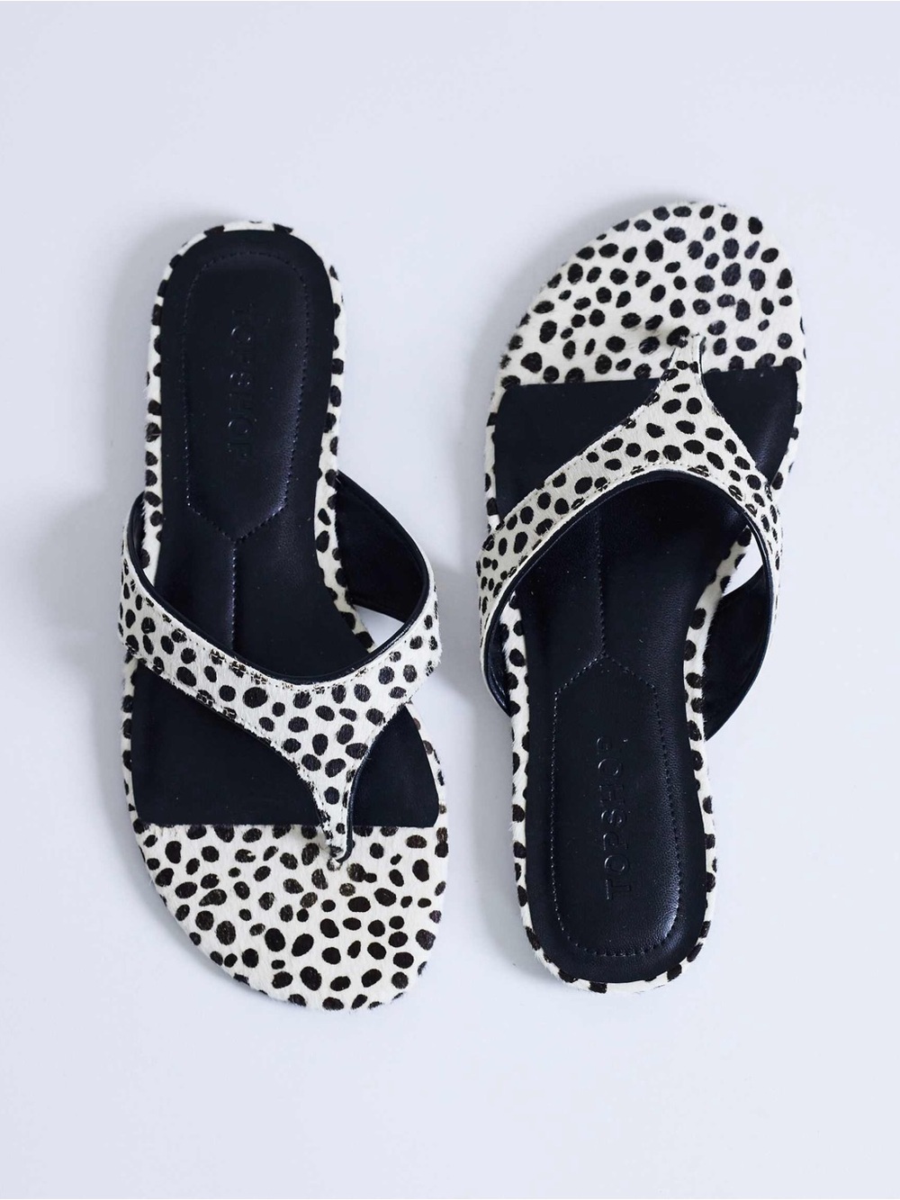 Topshop Dalmatian Sisi Toe Thong Flat Sandal